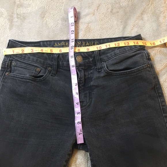 American Eagle black gray jeans HOLE Size 30x32 - Picture 9 of 11